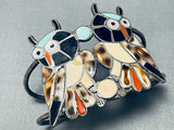 Native American Best Vintage Navajo Huge Museum Owl Turquoise Sterling Silver Bracelet-Nativo Arts