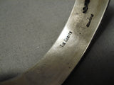 Detailed Hand Tooled!! Vintage Native American Navajo Sterling Silver Bracelet Old-Nativo Arts