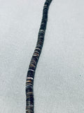 Native American Very Rare Vintage Santo Domingo All Blask Heishi Necklace Old-Nativo Arts