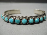 Intricate!! Vintage Native American Navajo Snake Eyes Turquoise Sterling Silver Bracelet Old-Nativo Arts