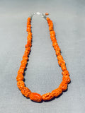 Native American Gorgeous Big Coral Santo Domingo Coral Sterling Silver Necklace-Nativo Arts