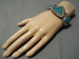 Superior Vintage Native American Navajo Morenci Turquoise Sterling Silver Bracelet Cuff-Nativo Arts
