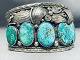 Rare Vintage Native American Navajo Signed 6 Royston Turquoise Sterling Silver Bracelet-Nativo Arts