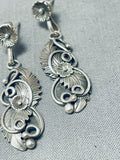 Impressive Vintage Native American Navajo Sterling Silver Earrings Signed K. Montoya-Nativo Arts