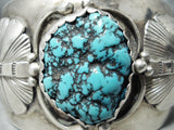 Huge Signed Vintage Native American Navajo Mike Turquoise Sterling Silver Bracelet-Nativo Arts