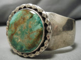 Heavy And Thick Vintage Native American Navajo Royston Turquoise Sterling Silver Bracelet Old-Nativo Arts