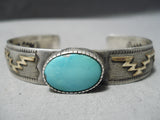 Amazing Vintage Navajo Green Turquoise Sterling Silver Bracelet Native American-Nativo Arts