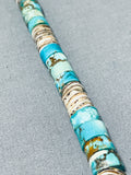 Native American Authentic Vintage Santo Domingo Turquoise Heishi Sterling Silver Necklace-Nativo Arts