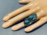 Rare Vintage Native American Navajo Carico Lake Turquoise Sterling Silver Ring-Nativo Arts