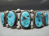 Authentic Vintage Native American Navajo Turquoise Sterling Silver Bracelet Old-Nativo Arts