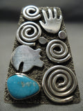 Important Vintage Native American Navajo Alex Sanchez Huge Turquoise Sterling Silver Ring-Nativo Arts