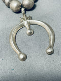 Gasp! Vintage Native American Navajo Graduating Sterling Silver Naja Bead Necklace Old-Nativo Arts