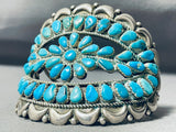 One Of Most Unique Vintage Native American Navajo Turquoise Teardrop Sterling Silver Bracelet-Nativo Arts