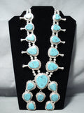 Jerry Nelson Vintage Native American Navajo Turquoise Sterling Silver Squash Blossom Necklace-Nativo Arts