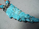 Eye-catching Vintage Native American Navajo Turquoise Sterling Silver Necklace Old-Nativo Arts