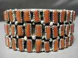 Amazing Wrap Around Coral Sterling Silver Native American Navajo Bracelet Cuff-Nativo Arts