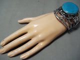 Giant Toad Vintage Native American Navajo Turquoise Sterling Silver Bracelet Cuff-Nativo Arts