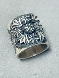 One Of The Most Uniquely Design All Silver Sterling Native American Navajo Ring-Nativo Arts