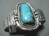 Stunning Vintage Native American Navajo Blue Diamond Turquoise Sterling Silver Bracelet-Nativo Arts