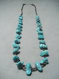 Superior Vintage Native American Navajo Turquoise Sterling Silver Necklace Old-Nativo Arts