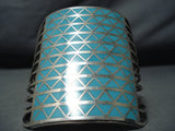 One Of The Tallest Zuni Turquoise Native American Sterling Silver Bracelet-Nativo Arts