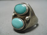 Wonderful Vintage Native American Navajo Green Turquoise Sterling Silver Ring-Nativo Arts