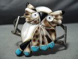One Of The Most Unique Vintage Native American Zuni Turquoise Sterling Silver Owl Bracelet-Nativo Arts