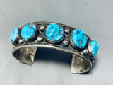 Sensational Vintage Native American Navajo 5 Morenci Turquoise Sterling Silver Bracelet-Nativo Arts