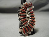 Phil Byjoe Navajo Coral Navajo Sterling Silver Native American Ring-Nativo Arts
