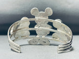 Native American Mind Boggling Workmanship Zuni Mickey Mouse Coral Sterling Silver Bracelet-Nativo Arts
