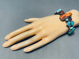 Rosie Lincoln Vintage Native American Navajo Turquoise Spiny Oyster Sterling Silver Bracelet-Nativo Arts
