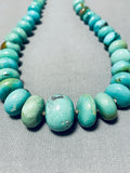 Rare Rounded Vintage Native American Navajo Royston Turquoise Sterling Silver Necklace-Nativo Arts