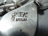 Very Rare Vintage Native American Navajo Ben Begaye Lapis Chain Link Sterling Silver Bracelet-Nativo Arts