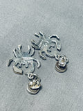 Crab Vintage Southwest Sterling Silver Pearl Inlay Earrings-Nativo Arts