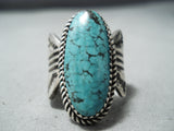 Native American Len Martza Vintage Zuni Spiderweb Turquoise Sterling Silver Ring Old-Nativo Arts