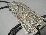 One Of The Biggest Best Vintage Native American Navajo Sterling Silver Kachina Bolo Tie-Nativo Arts
