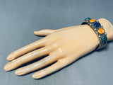 Blackgoat Vintage Native American Navajo Turquoise Sterling Silver Lapis Bracelet-Nativo Arts