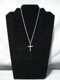 Wonderful Vintage Native American Navajo Turquoise Sterling Silver Cross Necklace Old-Nativo Arts
