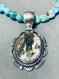Joseph Paul White Buffalo Turquoise Native American Navajo Sterling Silver Necklace-Nativo Arts