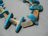 Huge Longer Vintage Navajo Turquoise Abalone Shell Native American Necklace Old-Nativo Arts