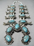 Important Vintage Native American Navajo #8 Turquoise Sports Illustrated Squash Blossom Necklace-Nativo Arts