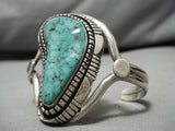 Striking Vintage Native American Navajo Apache Turquoise Sterling Silver Bracelet Old-Nativo Arts