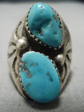 Rare Turquoise!! Vintage Navajo Persin Sterling Silver Native American Ring-Nativo Arts