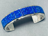 Stunning Native American Navajo Synthetic Opal Sterling Silver Bracelet-Nativo Arts