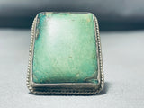 One Of The Biggest Best Vintage Native American Navajo Green Turquoise Sterling Silver Ring-Nativo Arts