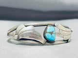 Breathtaking Vintage Native American Navajo Pilot Mountain Turquoise Sterling Silver Bracelet-Nativo Arts