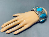 Sam Dean Vintage Native American Navajo Turquoise Sterling Silver Bracelet Signed-Nativo Arts