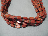 One Of The Best Vintage Native American Navajo Coral Sterling Silver Necklace-Nativo Arts