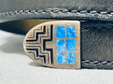 Native American Very Rare Vintage Navajo Lapis Sterling Silver Ranger Buckle Set-Nativo Arts