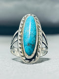 Classic Vintage Native American Navajo Old Kingman Turquoise Sterling Silver Ring-Nativo Arts